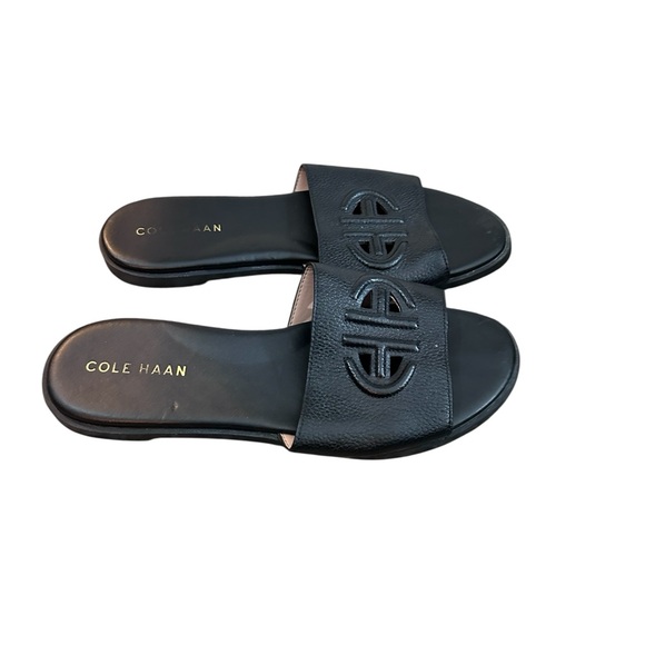 Cole Haan Flynn Leather Logo Flat Slide Sandals 7.5 - Picture 2 of 8